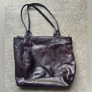 Latico Plum/Black Leather Tote Bag